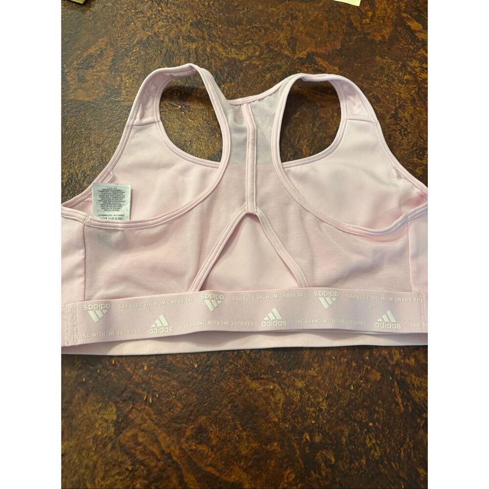 Adidas Powerreact Training Sports Bra Large Baby Pink Gently Worn - Picture 4 of 7